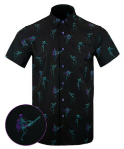 Guns and Ghouls Button Down Shirt Tactical Aloha Print Shirt Gifts For Gun Lovers