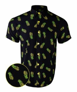 Pineapple Grenade Black Button Down Shirt Concealed Carry Hawaiian Shirt Gifts For Brother