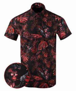 Chill Chimp Red Button Down Shirt Tactical Aloha Print Shirt Gifts For Father In Law
