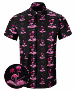 Da Flamingo V3 Button Down Shirt Tactical Hawaiian Shirt Dad Christmas Gifts
