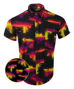 Glitch Button Down Shirt Outdoor Hawaiian Tactical Shirt Xmas Gifts For Father