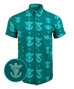 Glocktopus Teal Button Down Shirt Concealed Carry Hawaiian Shirt Presents For Boyfriend
