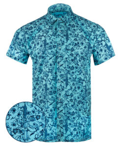 Gray Man Blue Button Down Shirt Concealed Carry Hawaiian Shirt Present For Husband