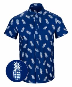 Pineapple Grenade Navy Button Down Shirt Concealed Carry Hawaiian Shirt Gifts For Him