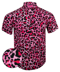Leopard Pink Button Down Shirt Tactical Hawaiian Shirt Gifts For Son