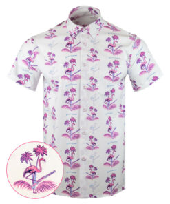 Da Flamingo V3 White Button Down Shirt Tactical Aloha Shirt Christmas Gifts For Him