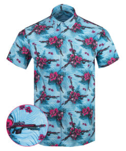 Barrett X Retro Rifle Button Down Shirt Tactical Tropical Print Shirt Birthday Present For Dad