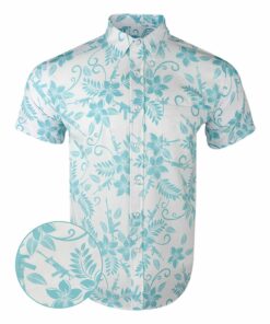 Hula White Mint Button Down Shirt Tactical Tropical Print Shirt Birthday Present For Husband