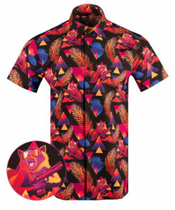 Rackcoon Button Down Shirt Tactical Tropical Print Shirt Gifts For Dudes