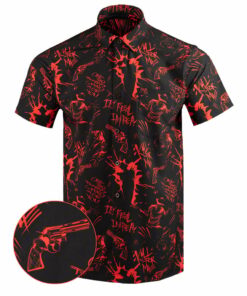 Retro Nightmare Button Down Shirt Outdoor Hawaiian Tactical Shirt Present For Husband