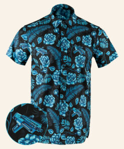 Shotgun Safari V2 Blue Button Down Shirt Tactical Aloha Shirt Good Christmas Gifts For Boyfriend