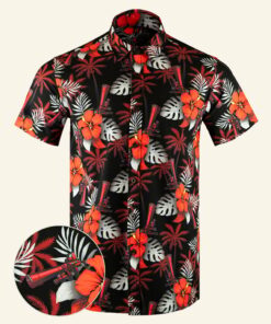 Suppressed Black Red Button Down Shirt Tactical Aloha Shirt Present For Son