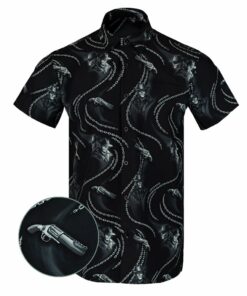 The Ghoul Button Down Shirt Tactical Hawaiian Shirt Presents For Gun Lovers