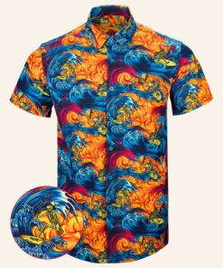 Surfs Up Button Down Shirt Tactical Shirt Hawaii Style Birthday Gift For Father -WearandDecor