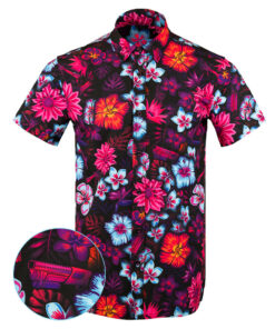 Tropical Fields Button Down Shirt Hawaiian Tactical Button Down Pro Gun Merch Dad Gifts -WearandDecor