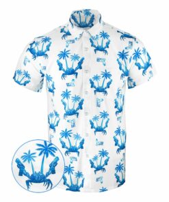 The Crab Blue Button Down Shirt Outdoor Hawaiian Tactical Shirt Gifts For Friends -WearandDecor