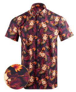 Tropics Maroon Button Down Shirt Tactical Aloha Print Shirt Christmas Ideas For Men -WearandDecor