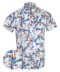 The 4th White Button Down Shirt Gun Print Hawaiian Shirt Patriotic Gifts For Father -WearandDecor