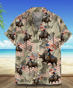 Riding Rhino Hawaiian Shirt Campaign Hawaiian Button Shirt Gifts For Voters