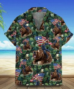 2026 Hawaiian Shirt Riding Bear Tropical Button Up Shirt Gifts For Husband