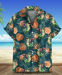 Riding Dinosaur Hawaiian Shirt Campaign Aloha Pattern Shirt Gift For Son