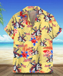 Riding Unicorn Hawaiian Shirt Support For Summer Button Up Patriotic Gifts For Dad