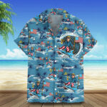 Riding Shark Hawaiian Shirt Pro Men's Tropical Button Down Shirts Gift For Dad