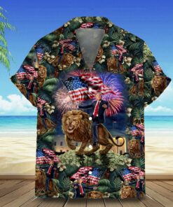 Riding Lion Hawaiian Shirt Men Summer Button Ups Gifts For Lovers