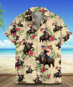 Riding Rhino Hawaiian Shirt Support For Men's Button Down Summer Shirts