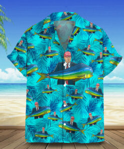 With Fish Hawaiian Shirt Make America Great Again 2026 Tropical Shirt Gifts For Dad