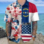 2026 North Carolina And USA Flag Hawaiian Shirt North Carolina Support For Shirt