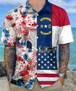 2026 North Carolina And USA Flag Hawaiian Shirt North Carolina Support For Shirt
