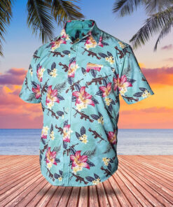 Tactical Hawaiian Shirt Guns Button Up Shirt Flower Weapons Shirts Gifts For Gun Lovers