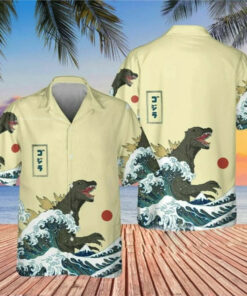 Godzilla Hawaiian Shirt Men's Summer Button Up Shirts Gifts For Dad
