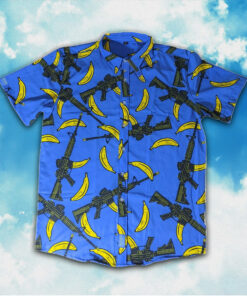 Tactical Hawaiian Shirt Banana And Guns Button Up Shirt Gifts For Gun Lovers Summer