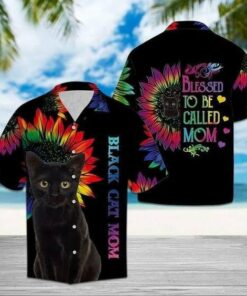 Blessed To Be Called Black Cat Mom Hawaiian Shirt For Black Cat Mom Gifts Christmas