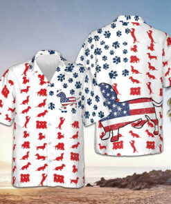 Dachshund American Flag Hawaiian Shirt 4th Of July Patriotic Clothing Dachshund Lovers Gifts