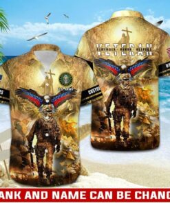 Personalized US Army Veteran Hawaiian Shirt Remember Honor Respect Veterans Shirt Gifts For Dad