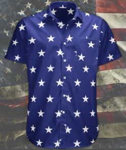 Star Spangled Hawaiian Shirt Men's Button Down Shirt Patriotic Clothing