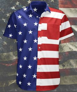 American Flag Hawaiian Shirt Patriotic Button Up Shirt 4Th Of July Gifts