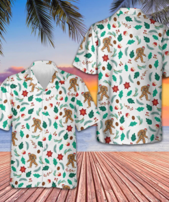 Christmas Bigfoot Sasquatch Pattern Hawaiian Shirt 2026 Button Up Shirts For Men