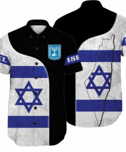 Israel Hawaiian Shirt Israeli Flag Shirt Israel Coat Of Arms Clothing Gifts For Jewish Friends