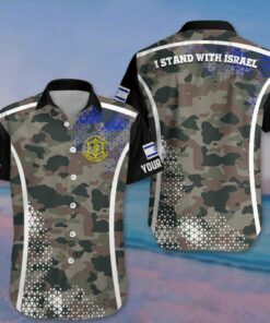 Personalized I Stand With Israel Hawaiian Shirt IDF Shirt Support Israel Camo Clothing