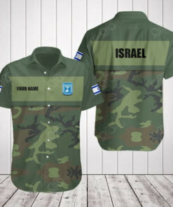 Custom I Stand With Israel Hawaiian Shirt Israel Coat Of Arms Camo Clothing Israeli Army Shirt
