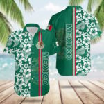 Mexico Coat Of Arms Hibiscus Pattern Hawaiian Shirt Cool Summer Shirts Best Gift For Mexican