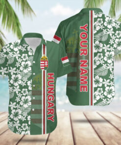 Custom Hungary Coat Of Arms Hibiscus Pattern Hawaiian Shirt Summer Gifts For Hungarians