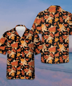 Autumnal Leaves With Turkey Meat Hawaiian Shirt 2026 Thanksgiving Button Up Shirt For Men