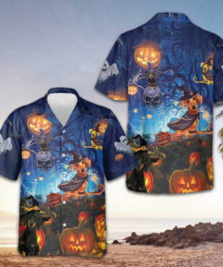 Dachshund The Witch For Halloween Hawaiian Shirt Funny Dog Halloween Shirt For Men