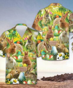 Easter Bunnies Hawaiian Shirt Easter Sunday 2026 Cool Button Up Shirt Gifts For Boyfriend