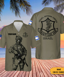 Custom IDF Hawaiian Shirt Israeli Army Shirt American Stand With Israel Merch Israel Clothing